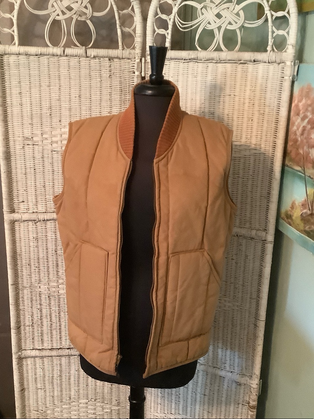 Vintage Walls Classic Quilted Tan Men's Work Vest